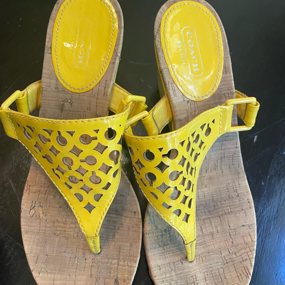 Coach Yellow Wedge Sandles 8B